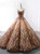 Brown Ball Gown Spaghetti Straps Pearls Prom Dress
