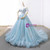 Sky Blue Tulle 3D Appliques Off the Shoulder Prom Dress