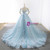 Sky Blue Tulle 3D Appliques Off the Shoulder Prom Dress