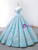 Sky Blue Ball Gown Appliques Beading Prom Dress