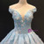 Sky Blue Ball Gown Appliques Beading Prom Dress