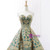 Green Ball Gown Sweetheart Gold Appliques Prom Dress