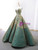 Green Ball Gown Sweetheart Gold Appliques Prom Dress