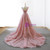 A-Line Pink Lace V-neck Appliques Prom Dress With Split