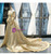 Gold Sequins One Shoulder Appliques Prom Dress With Train