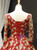 Burgundy Sequins V-neck Long Sleeve Prom Dress