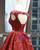 Burgundy Ball Gown Sequins V-neck Long Sleeve Prom Dress