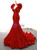 Sexy Red Sequins V-neck Mermaid Prom Dress