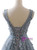 Gray Blue Tulle V-neck Appliques Pearls Prom Dress