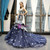 Navy Blue Mermaid Tulle Appliques V-neck Prom Dress