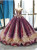 Purple Ball Gown Sequins Cap Sleeve Prom Dress