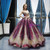 Purple Ball Gown Sequins Cap Sleeve Prom Dress