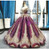 Purple Ball Gown Sequins Cap Sleeve Prom Dress