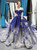 Blue Silver Sequins Off the Shoulder Appliques Prom Dress With Train