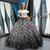 Black Ball Gown Sequins Feather Off the Shoulder Porm  Dress