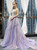 Purple Tulle Spaghetti Straps Crystal Prom Dress