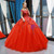 Red Ball Gown Tulle Appliques Cap Sleeve Backless Prom Dress