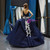Navy Blue Ball Gown Lace Apliques Backless Prom Dress