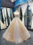 Champagne Ball Gown Tulle Strapless Beading Appliques Prom Dress
