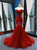 Burgundy Mermaid Lace Appliques Beading Prom Dress