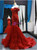 Burgundy Mermaid Lace Appliques Beading Prom Dress