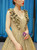 Gold Sequins V-neck Backless Pleats Prom Dress