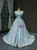 Blue Ball Gown Lace Quinceanera Prom Dress