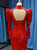 Red Mermaid Lace Long Sleeve High Neck Prom  Dress