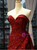 Burgundy Sequins Sweetheart Prom Dress With Long Train