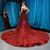 Burgundy Sequins Sweetheart Prom Dress With Long Train