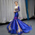 Royal Blue Sequins Mermaid Long Sleeve Prom Dress