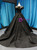 Black Ball Gown Sequins Feather Beading Prom Dress