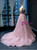 Pink Tulle V-neck Beading Sequins Prom Dress