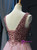 Pink Tulle V-neck Beading Sequins Prom Dress