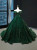 Green Ball Gown Sequins Off the Shoulder Prom Dress With Train