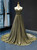 A-Line Gold Tulle Strapless Pleats Prom Dress