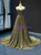 A-Line Gold Tulle Strapless Pleats Prom Dress