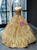 Gold Ball Gown Sequins Off the Shoulder Prom Dress