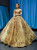 Gold Ball Gown Sequins Off the Shoulder Prom Dress