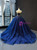 Dark Blue Ball Gown Tulle Sequins Strapless Beading Prom Dress
