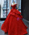 Red Ball Gown Sequins Off the Shoulder Prom Dress