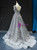 Gray Tulle V-neck Embroidery Appliques Prom Dress