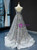 Gray Tulle V-neck Embroidery Appliques Prom Dress