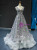 Gray Tulle V-neck Embroidery Appliques Prom Dress