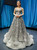 Gray Tulle V-neck Embroidery Appliques Prom Dress