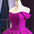 Fuchsia Ball Gown Beading Off the Shoulder Prom Dress
