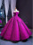 Fuchsia Ball Gown Beading Off the Shoulder Prom Dress