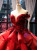 Burgundy Sequins Off the Shoulder Appliques Beading Prom Dress
