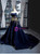 Navy Blue Ball Gown Velvet Appliques Beading Prom Dress