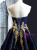 Navy Blue Ball Gown Velvet Appliques Beading Prom Dress